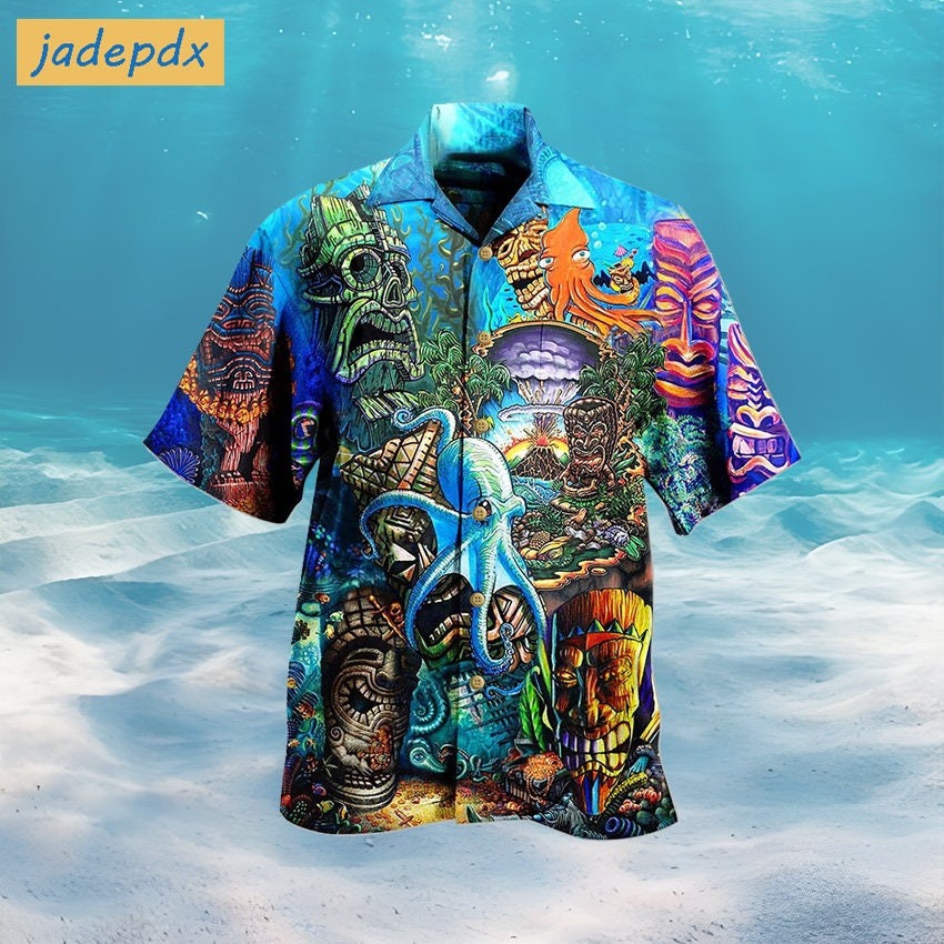 Tiki And Ocean Octopus Hawaiian Shirt